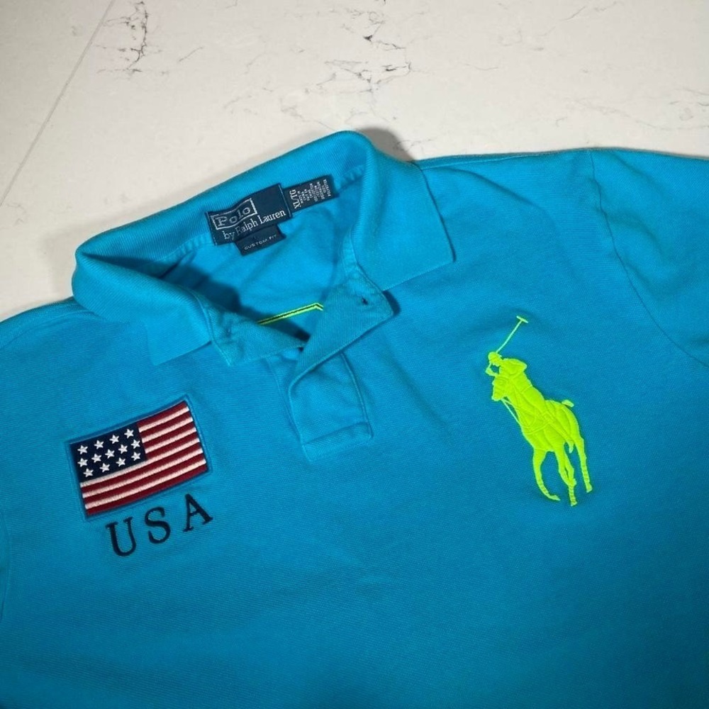 Polo Ralph Lauren USA  Polo Shirt Teal Blue Size XL‎